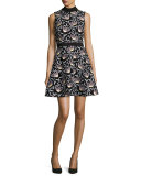 Peony Fit & Flare Mini Dress, Baby Blue