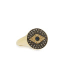 Medium Brown Diamond Evil Eye Ring, Size 6.5