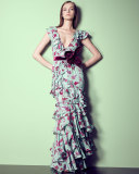 Queen Elizabeth Floral Tiered Gown, Light Teal/Pink
