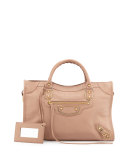 Metallic Edge City Bag, Rose