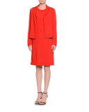 Notch-Collar Open-Front Jacket, Red