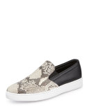 Python Leather Slip-On Sneaker, Brown
