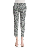 Mid-Rise Printed Capri Pants, Green/Multi