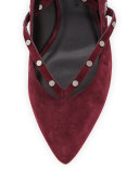 Faye Suede Crisscross Flat, Dark Maroon