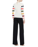 Wide-Leg Fly-Front Pants, Black