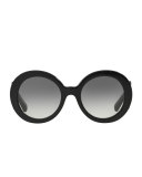 Gradient Round Scroll Sunglasses, Black