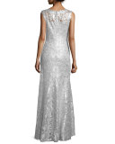 Sleeveless Sequined-Lace Gown