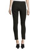 Five-Pocket Skinny-Leg Leather Jeans, Black