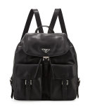 Soft Calf Double-Pocket Backpack, Black (Nero)