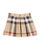 Kittie Classic Check Pleated Skirt, Tan, Size 4-14