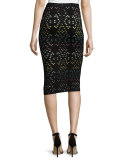 Ani Laser-Cut Multicolor Pencil Skirt