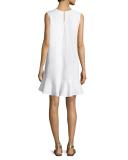 Blanche Fringe-Trim Flounce Dress, Pure White