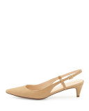 Juliana Kitten-Heel Slingback Pump, Sandstone