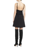 Etta Sleeveless Chiffon Ruffle Slip Dress, Black