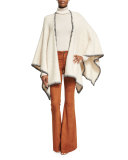 Kamala Solid Oversized Poncho, Cream