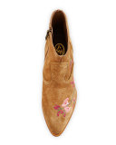 Heidi Embroidered Western Bootie, Russet