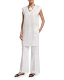 Porter V-Neck Tunic Blouse, White