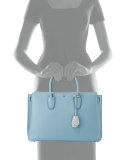 Milla Medium Leather Tote Bag, Sky Blue