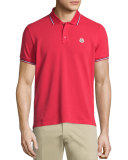 Tape-Tipped Short-Sleeve Pique Polo Shirt, Red