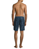 Lawrence Paddlin' Print Relaxed-Fit Swim Trunks, Navy
