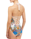 Persian Dance Printed Halter One-Piece Swimsuit
