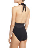 Pearl Goddess Halter One-Piece Swimsuit