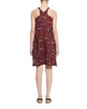 Aba Floral Voile Shift Dress, Burgundy