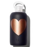 Glass Water Bottle, Copper Jet Heart, 1L