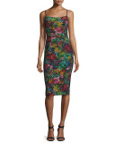 Spaghetti Strap Printed Sheath Dress