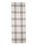 Gauze Giant Check Scarf, Ivory