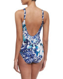 Legacy Floral Silk Pareo, Blue
