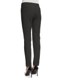 Stretch-Cuff Slim-Leg Ankle Pants, Storm Gray