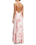 Sleeveless Halter Floral-Print Maxi Dress 