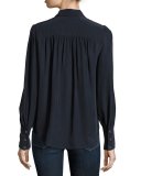 Feminine Silk Blouse, Navy