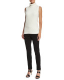 Hutton Suede Skinny Pants, Black