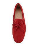 Suede Tie-Front Driver, Red