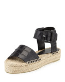 Edina Crocodile-Embossed Espadrille Sandal, Black