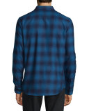 Plaid Flannel Shirt w/Leather Stars Patch