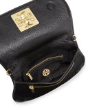 Britten Leather Flap Clutch Bag, Black