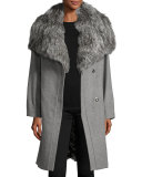 Felt Cashmere Fox-Trim Coat