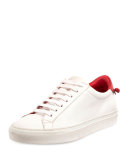 Calfskin Low-Top Sneaker, White/Red