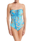 Capri Lace-Up Bandeau One-Piece Swimsuit