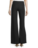 Wide-Leg Side-Zip Pants, Onyx