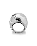 Sterling Silver Large Hammered Dome Ring