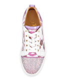 Gondolastrass Lip-Print Low-Top Sneaker, White/Pink