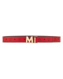Claus Golden Reversible Visetos/Saffiano Belt, Ruby Red