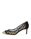 Dorothy Polka-Dot Mesh Pump, Black/Bronze