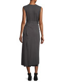 Sunny Sleeveless Jersey Wrap Tank Dress