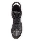 125mm Leather High-Top Sneaker with Fringe