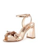 Lilico Floral Leather 85mm Sandal, Rose Gold
